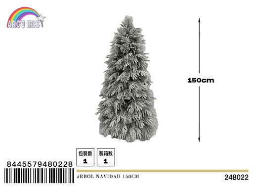 [248022] Árbol de Navidad 150cm con efecto nevado y decoración