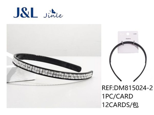 [DM815024-2] Diadema negra con incrustaciones de diamantes 1.2cm