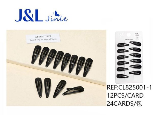 [CL825001-1] Horroquilla BB clip 3cm negra 12pcs