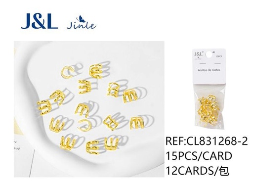 [CL831268-2] Accesorios para rastas 1x1.3cm dorado 15pcs