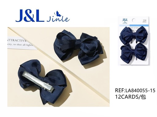 [LA840055-15] Clip con lazo azul marino 7cm 2pcs para el cabello