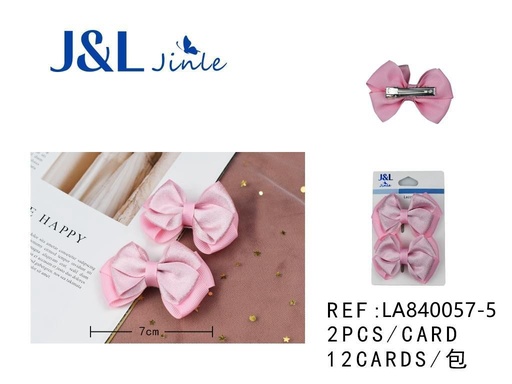 [LA840057-5] Clip con lazo rosa 7cm 2pcs para el cabello