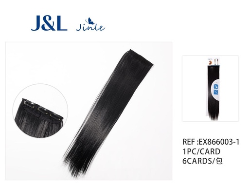 [EX866003-1] Extensiones lisas con 3 clips negro