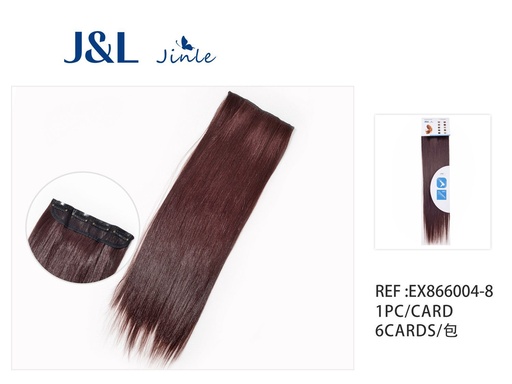 [EX866004-8] Extensiones de cabello liso con 4 clips marrón rojizo