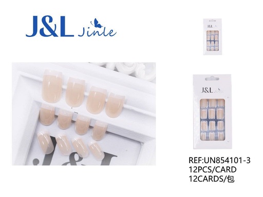 [UN854101-3] Uñas postizas francesas con pegamento natural 12pcs para manicura