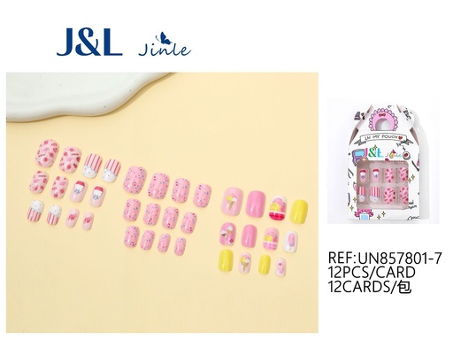 [UN857801-7] Uñas postizas para niñas 12pcs para manicura infantil