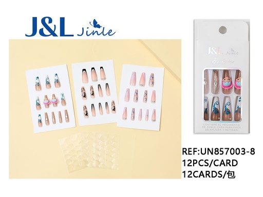 [UN857003-8] Uñas postizas 12pcs con diseño de diamantes