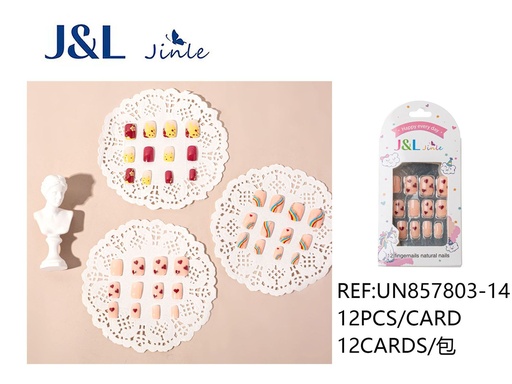 [UN857803-14] Uñas postizas infantiles con pegamento 12pcs mixtos