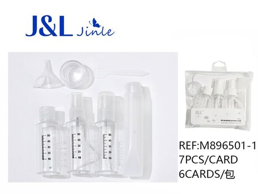 [M896501-1] Set de viaje con 7 botellas rellenables para almacenamiento y organización