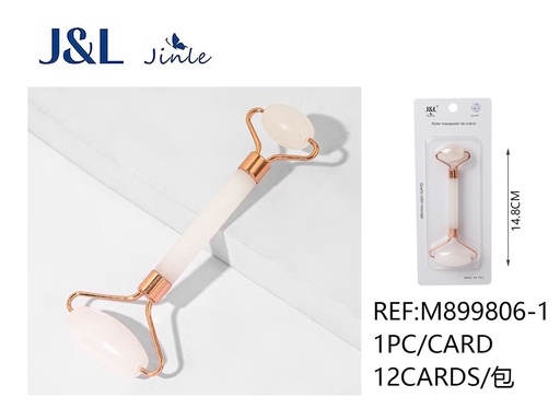 [M899806-1] Rodillo de jade rosa para masaje facial 14.8x5.8cm