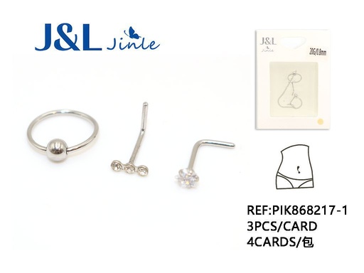 [PIK868217-1] Piercing de acero para la nariz 3pcs para perforaciones