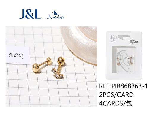 [PIB868363-1] Pendientes de acero con incrustaciones 2pcs para joyería