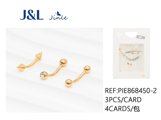 [PIE868450-2] Piercings de acero dorado 3pcs para joyería