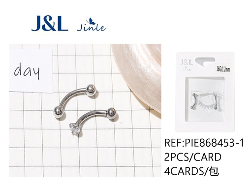 [PIE868453-1] Piercing de acero inoxidable 2 piezas para orejas