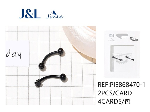 [PIE868470-1] Piercing de acero inoxidable negro 2 piezas para bisutería