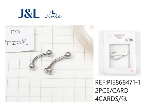 [PIE868471-1] Piercing de acero inoxidable con incrustaciones de diamantes 2pcs para cejas