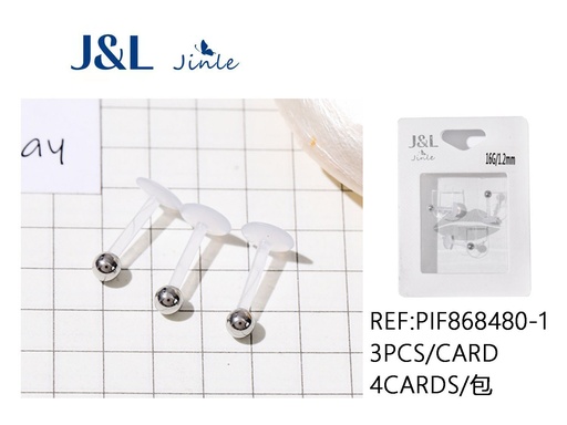 [PIF868480-1] Piercing metálico 3pcs 透明软杆不锈钢波唇钉 para perforaciones