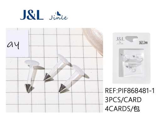 [PIF868481-1] Piercing de labio de cono de acero inoxidable, 3 piezas para joyería