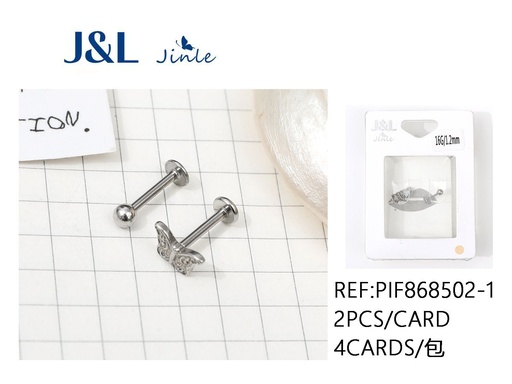 [PIF868502-1] Piercing de acero inoxidable para labios 2pcs