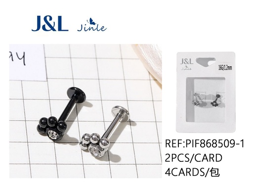 [PIF868509-1] Piercing de acero inoxidable con incrustaciones 2pcs