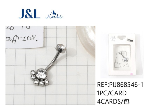 [PIJ868546-1] Piercing de acero inoxidable con incrustaciones para ombligo