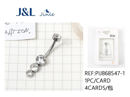 [PIJ868547-1] Piercing de acero inoxidable con incrustaciones para el ombligo