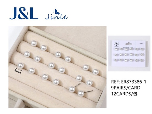 [ER873386-1] Pendiente perlas blanca 8mm para joyería