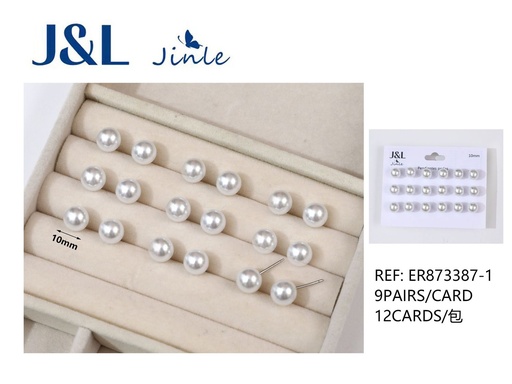 [ER873387-1] Pendientes de perlas blancas 10mm elegantes y sofisticados