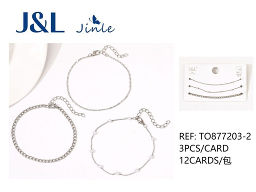 [TO877203-2] Conjunto de tobillera 3pcs plateadas para accesorio