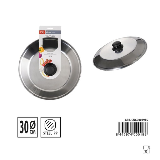 [A000126] Tapa de sartén de acero inoxidable 30 cm - Utensilios de cocina