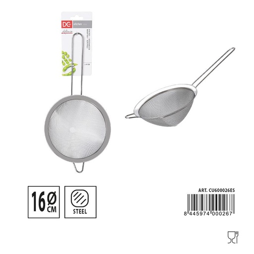 [A000138] Colador de acero inoxidable 16cm para cocina y utensilios