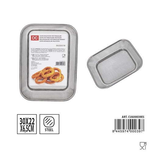 [A000151] Cesta de freír rectangular 30x22x6.5cm - Accesorios de cocina