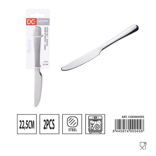 [A000402] Cuchillo de mesa moderno 2 piezas 22.5 cm - Juego de utensilios de cocina
