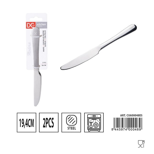 [A000405] Cuchillo de postre moderno 2 piezas 19.4 cm - Utensilios de cocina
