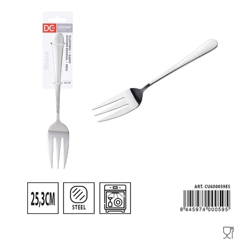 [A000419] Tenedor de servicio moderno 25.3cm para cocina y comidas