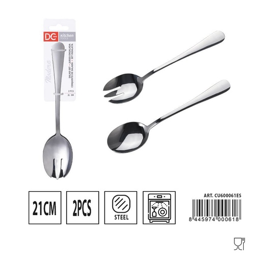 [A000421] Conjunto de ensalada moderno 2 piezas 21 cm - Utensilios de mesa