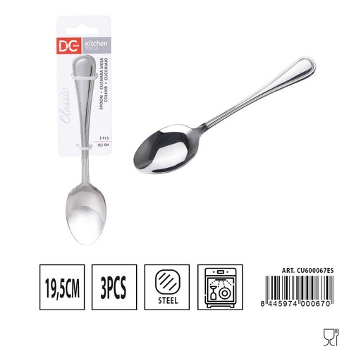 [A000427] Cuchara Mesa Clásica 3 piezas 19.5 cm - Utensilios de mesa