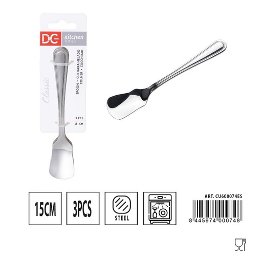[A000434] Cuchara de helado clásica 3 piezas 15 cm - Utensilios de mesa