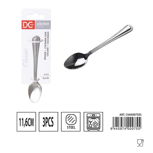 [A000435] Cuchara de café clásica 3 piezas 11.6 cm - Utensilios de mesa