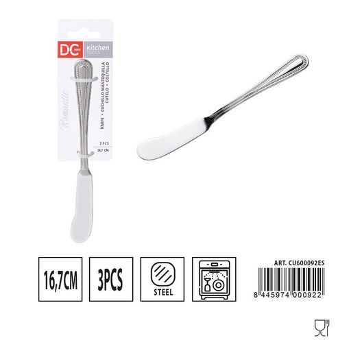 [A000456] Cuchillo de mantequilla romántico 16.7 cm 3 pcs - Utensilios de cocina
