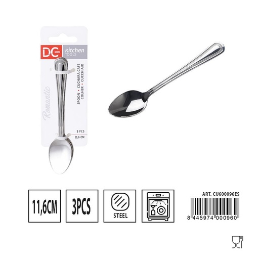 [A000460] Cuchara de café romántica 3 piezas 11.6 cm - Utensilios de mesa