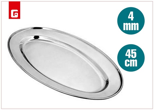 [142107113] Bandeja ovalada de acero inoxidable 45cm para servir