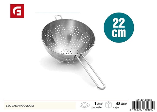 [142148089] Embudo de acero inoxidable con mango 22cm para cocina