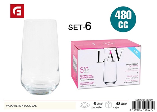 [200406527] Vaso alto de vidrio 480 cc LAL - Vasos de vidrio