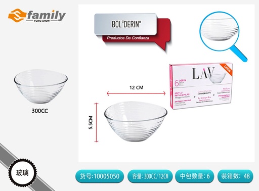 [10005050] Bol de vidrio 12cm-300cc - Utensilios de vidrio y cocina