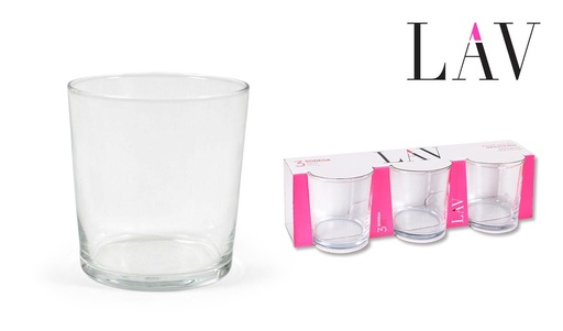 [A003269] set de 3 vasos de vidrio Pinta 345cc - Utensilios de cocina