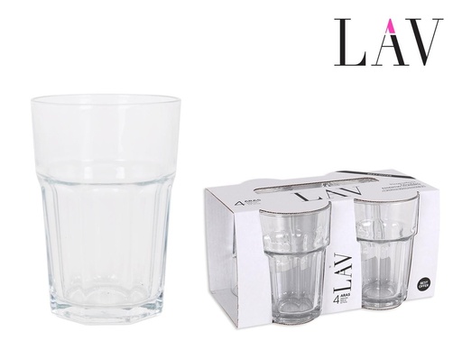 [200418336] Set de 4 vasos de vidrio 365 cc Aras - Vidrio y cerámica