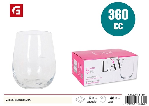 [200418785] Vasos 360 cc Gaia - Cristalería de vidrio