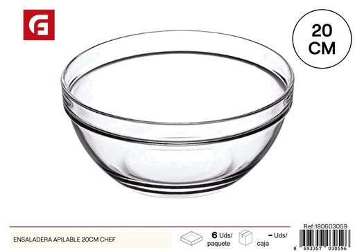 [180603059] Ensaladera apilable de vidrio 20cm para cocina