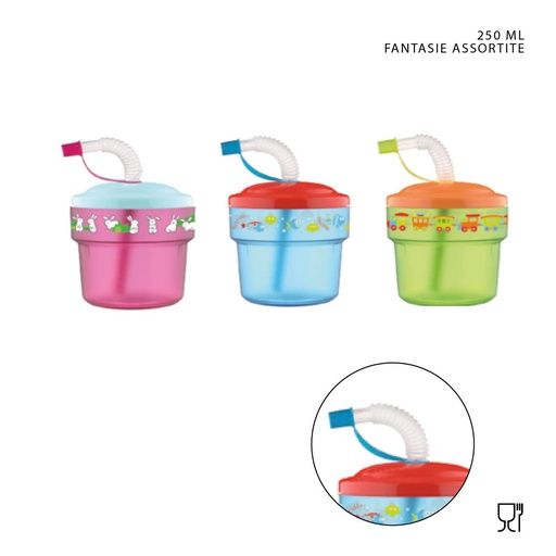 [0230818] Vaso para niños con pajita 250ml resistente y seguro